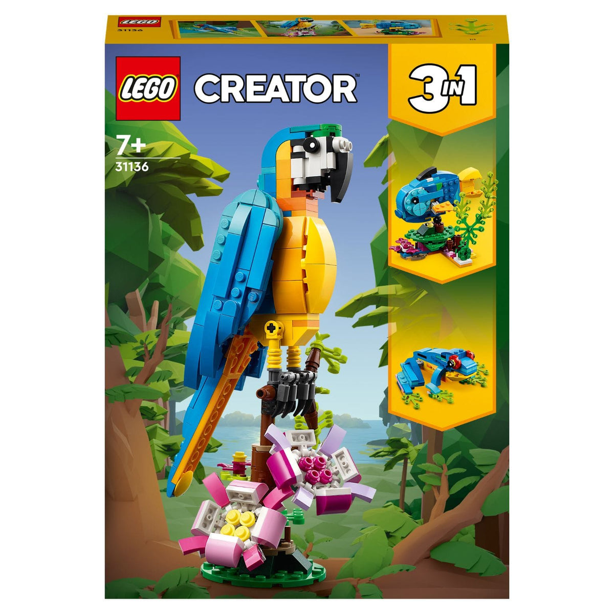 LEGO Creator 3en1 Loro Exótico 31136 en rama tropical
