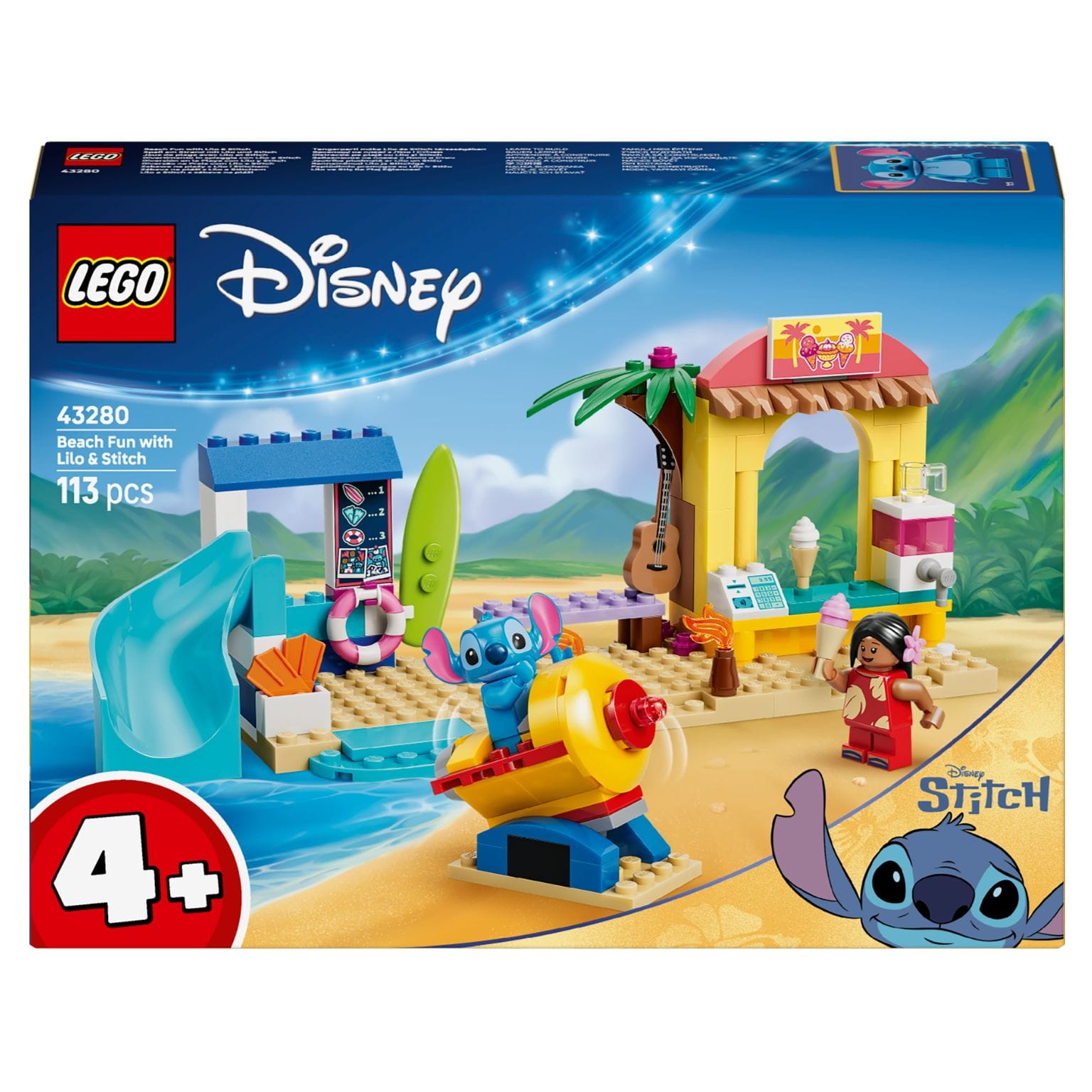 LEGO Lilo e Stitch Diversão na Praia com cenário tropical Disney