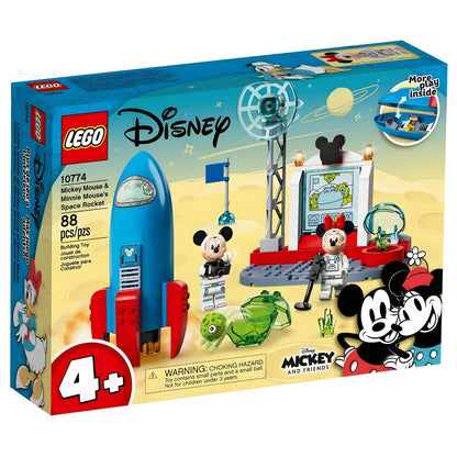 Lego Disney cohete espacial con Mickey y Minnie astronautas y base de control