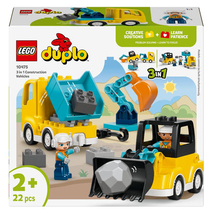 Lego Duplo Vehículos de Construcción 3 en 1 con camión, excavadora y piezas DUPLO para jugar