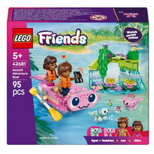 Lego Friends Barco de Aventuras em Forma de Axolote com barco cor-de-rosa e zona de lagoa com flores