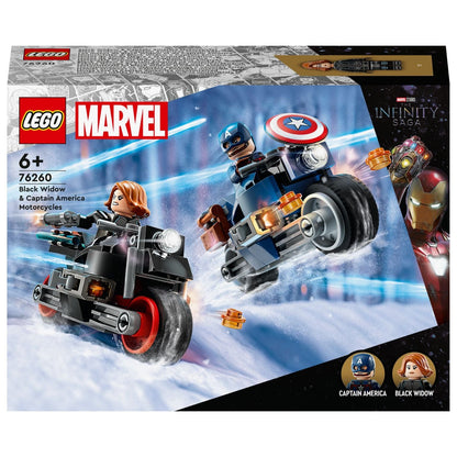 Lego Marvel Motos de Viuda Negra y Capitán América con dos motos y minifiguras en acción