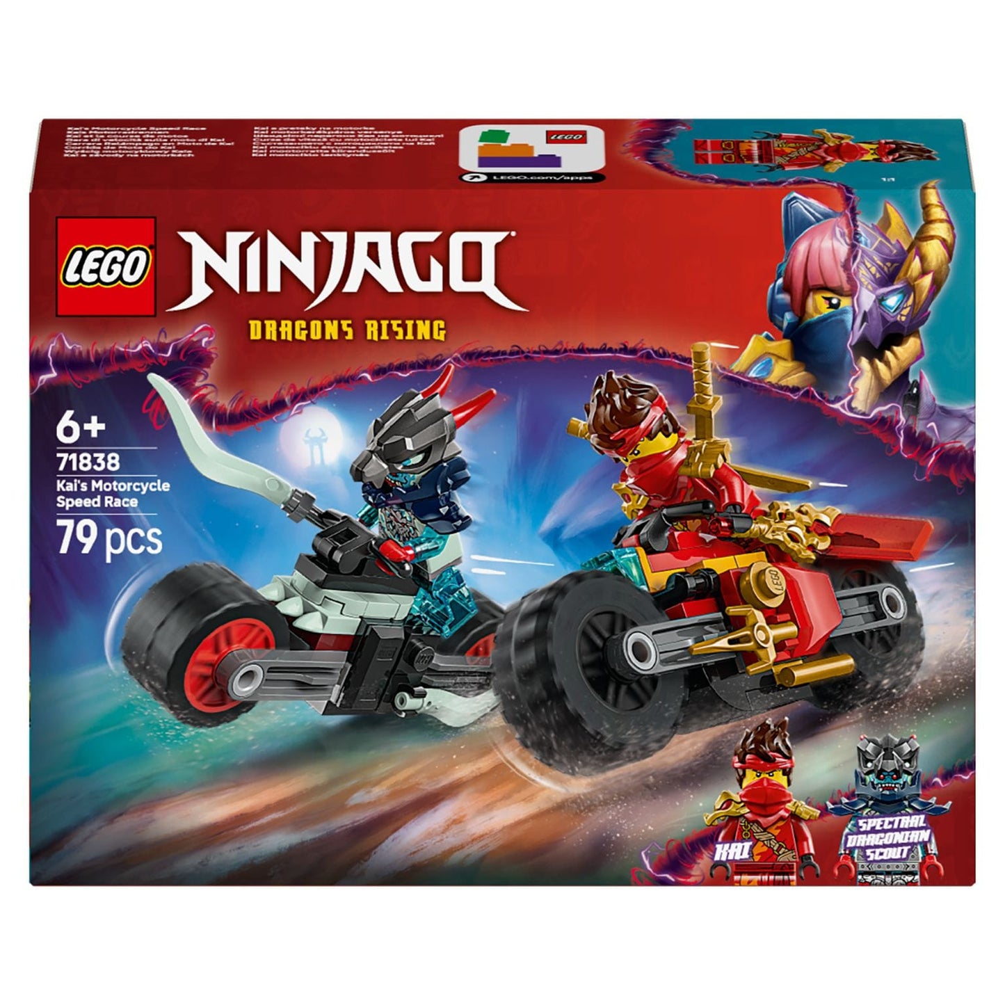 LEGO NINJAGO Corrida de Mota do Kai 71838 com duas motas ninja