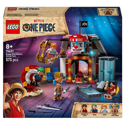 LEGO One Piece Tienda de Circo del Buggy el Payaso con tienda colorida y personajes en escenario de aventura