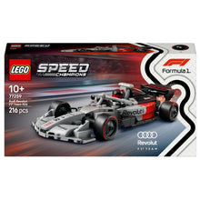 LEGO Speed Champions carro de corrida Audi Revolut F1 Team R26 cinzento preto e vermelho com piloto e capacete