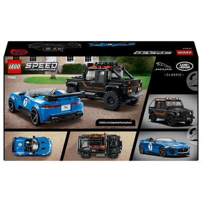 Verso da caixa Lego Speed Champions Jaguar Project 7 e Land Rover Defender