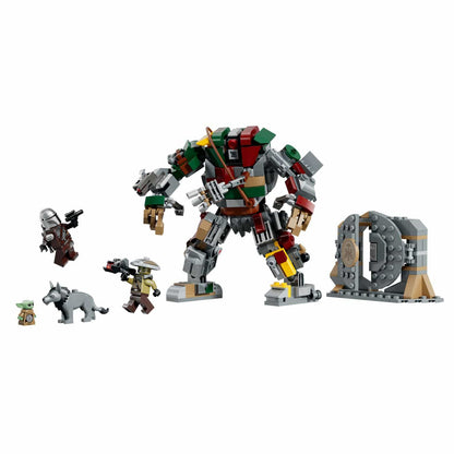 Droide sentinela Lego com minifiguras, lobo e porta do palácio