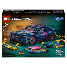Caixa Lego Technic Ford Mustang GT com carro azul e peças personalizáveis