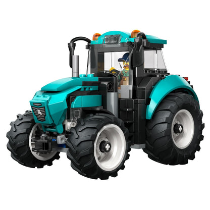 Lego City Tractor en color turquesa con agricultor, vehículo de granja para niños