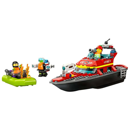 Lego City Barco de Rescate de Bomberos con equipo de salvamento en el mar