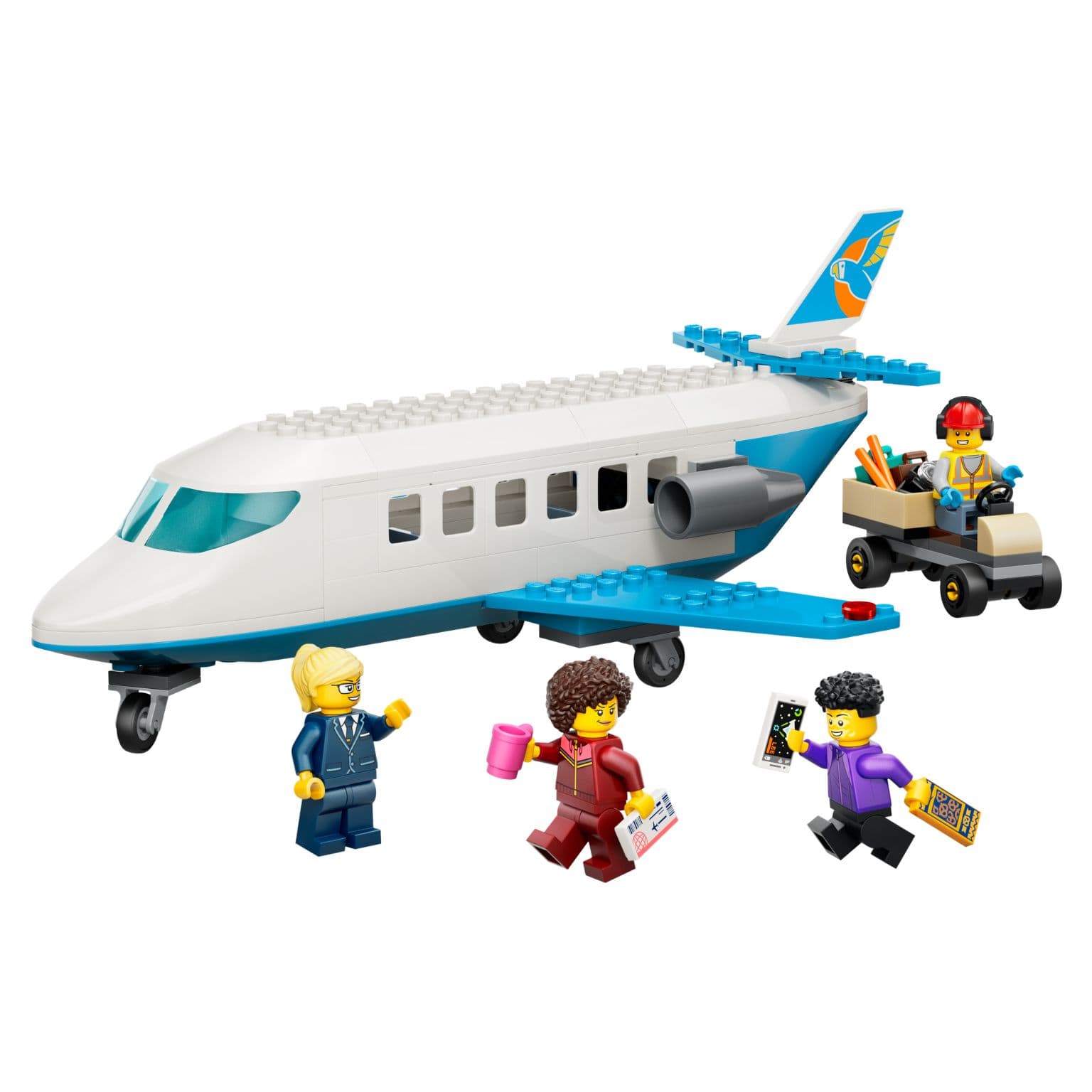 Avião LEGO City com cenário de aeroporto e brincadeira criativa