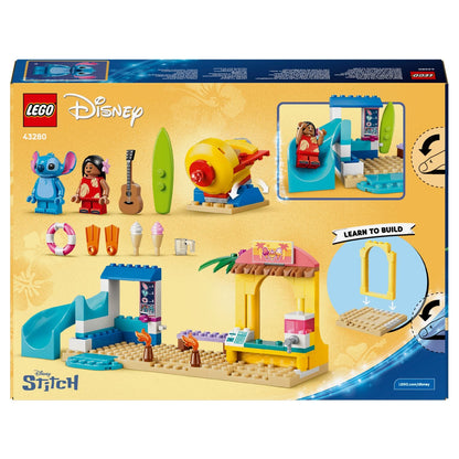 Construcción LEGO Disney Lilo y Stitch con ambiente de vacaciones