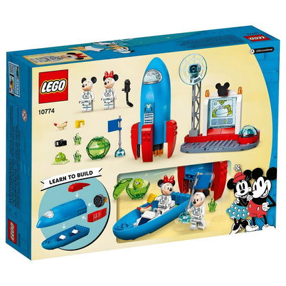 Lego Disney cohete espacial con Mickey y Minnie astronautas y base de control