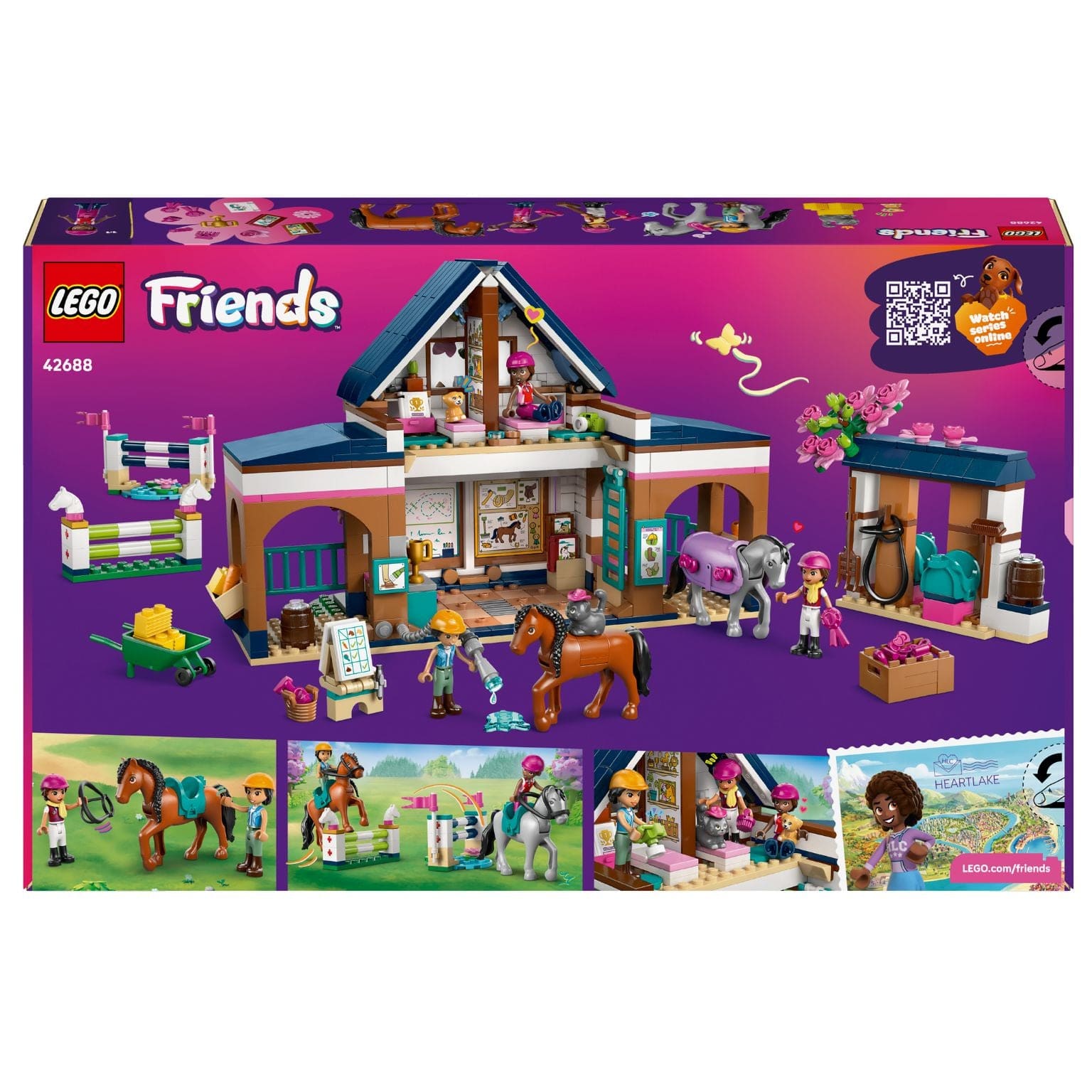 Lego Friends Estábulos e Escola de Equitação com estábulos, cavalos, salto e personagens Friends