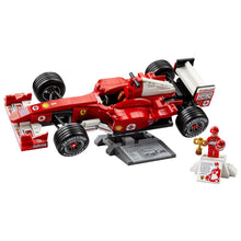 Lego Icons Ferrari F2004 e Michael Schumacher modelo vermelho com minifigura e troféu