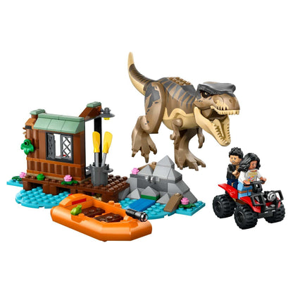Set LEGO Jurassic World Escape por el Río del T. rex con vista adicional