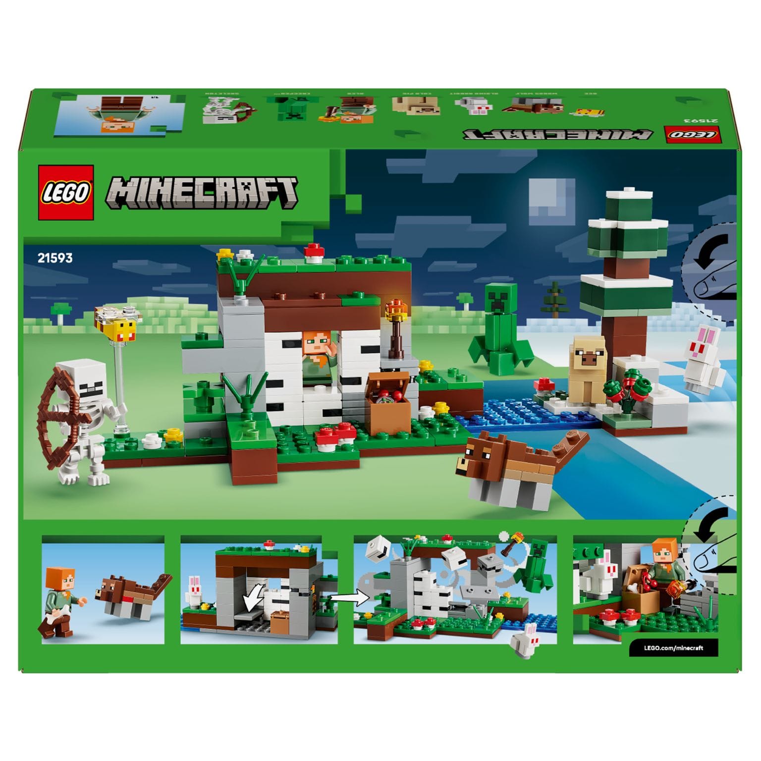 LEGO Minecraft Primeira Noite para brincadeiras de aventura e proteção