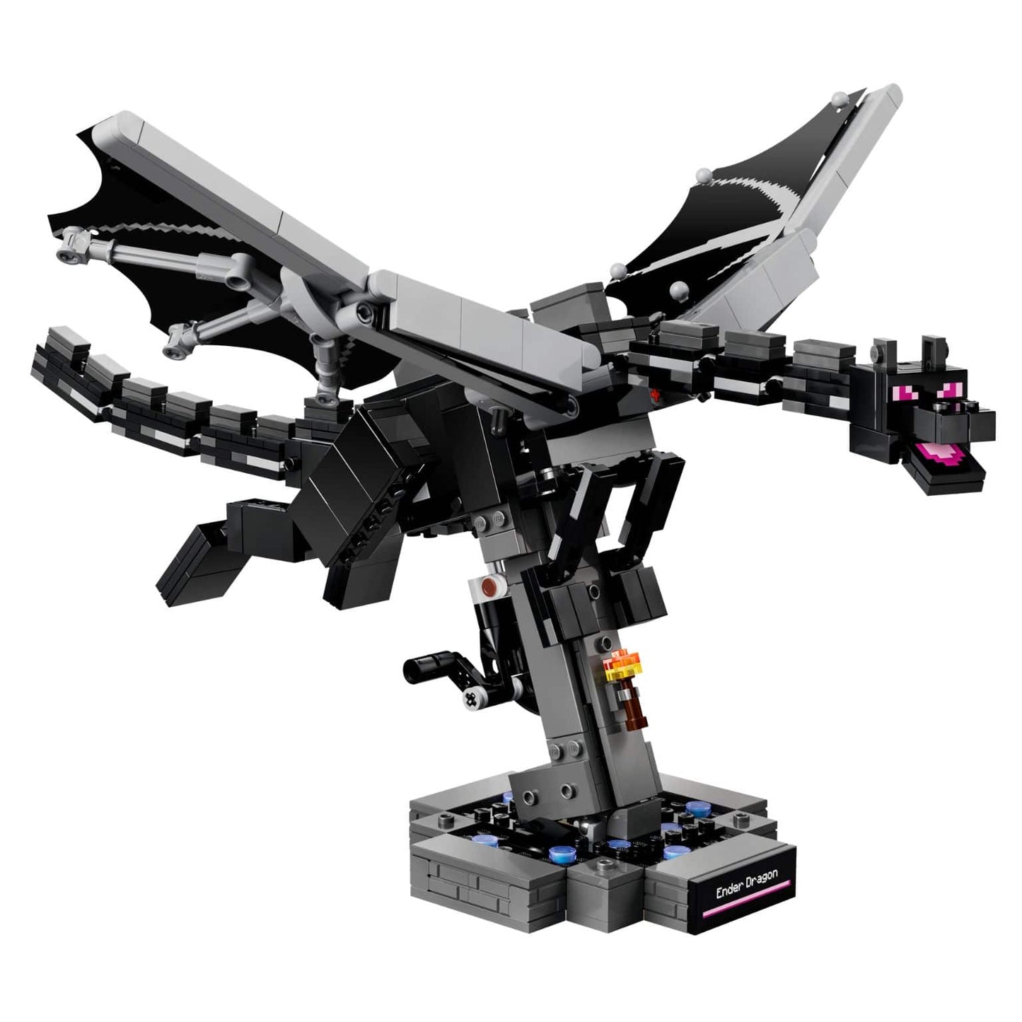 Detalhe do set LEGO Minecraft O Dragão Ender para aventuras de ação