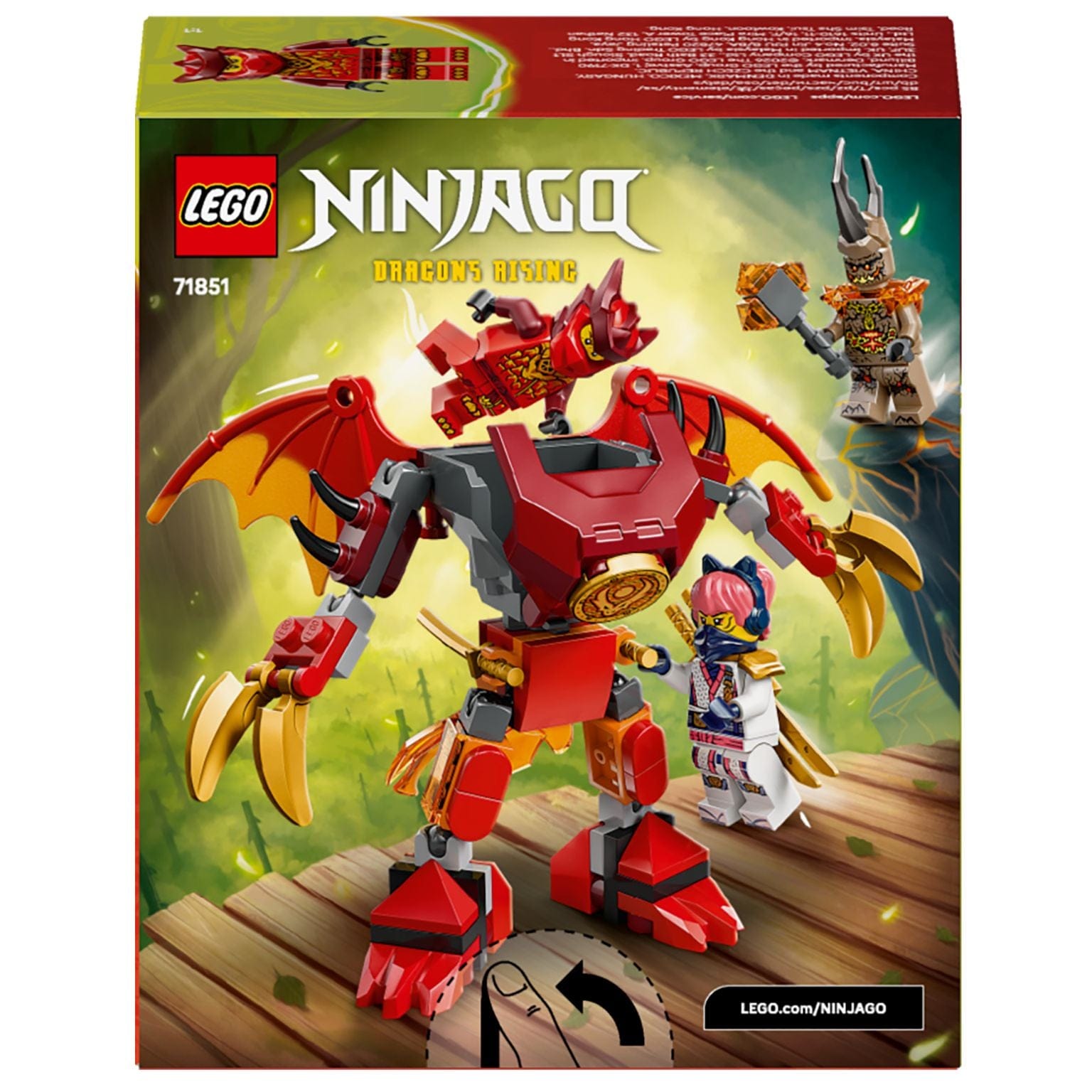 Lego Ninjago Pack de Batalha do Robô Dragão do Kai com robô vermelho articulado e minifiguras