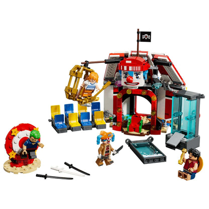 LEGO One Piece Tienda de Circo del Buggy el Payaso con tienda colorida y personajes en escenario de aventura
