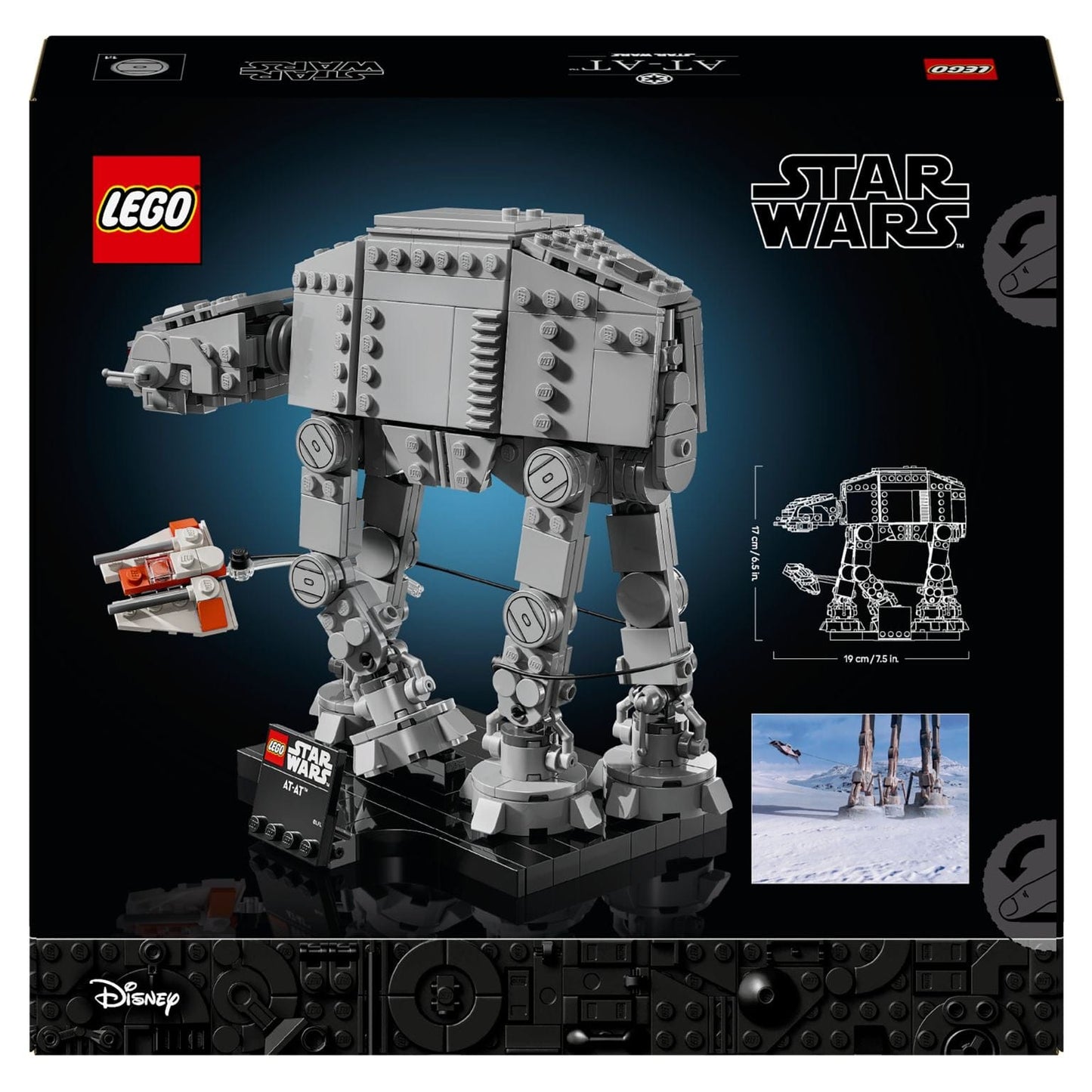 Lego Star Wars AT-AT modelo cinzento com base de exposição