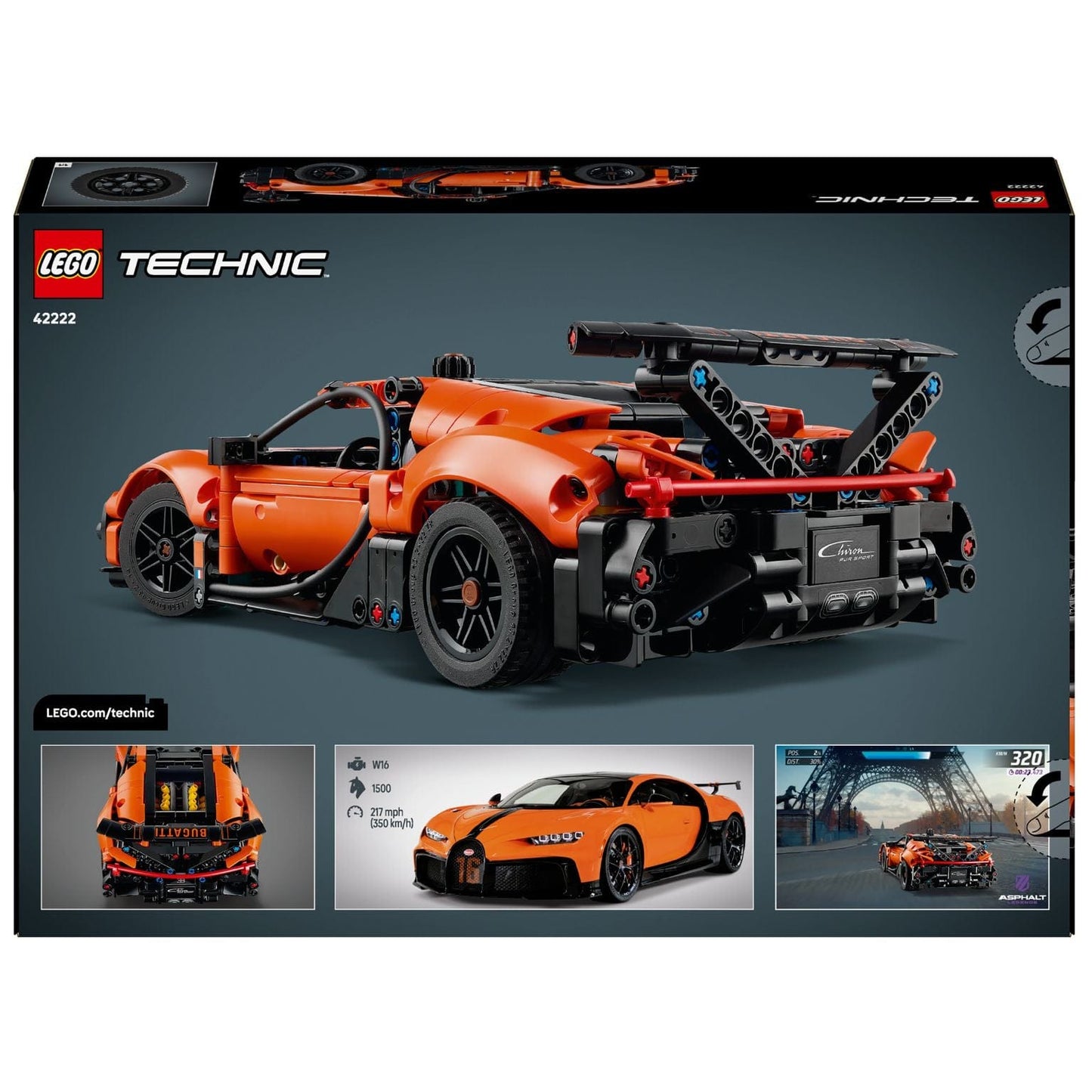 Lego Technic Hipercarro Bugatti Chiron Pur Sport laranja modelo de construir estilo supercarro
