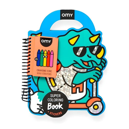 Libro de colorear y pegatinas Dino OMY con dinosaurios