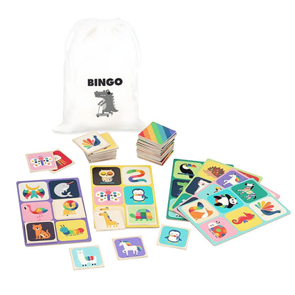 Juego de loto infantil con animales coloridos para jugar y aprender