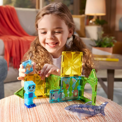 MAGNA-TILES Buceo con el Tiburón con piezas magnéticas transparentes