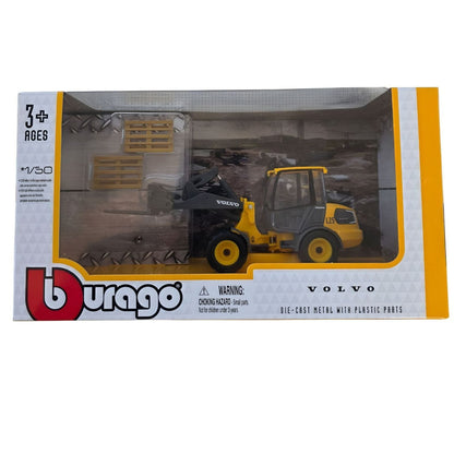 Máquina de Obras Volvo L 25 amarilla con portapaletas de Burago
