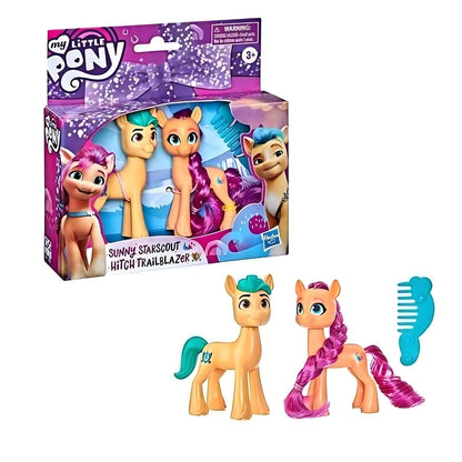 Figuras My Little Pony Sunny Starscout y Hitch Trailblazer para aventuras