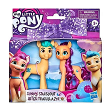 Figuras My Little Pony Sunny Starscout e Hitch Trailblazer para aventuras
