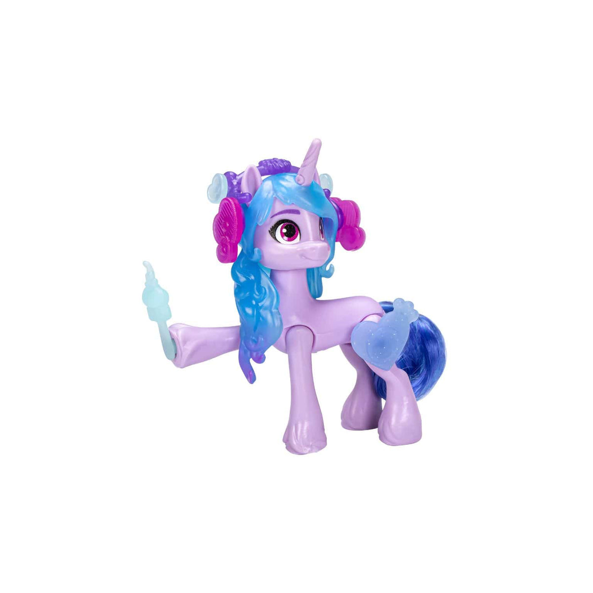 Detalles de la figura Izzy Moonbow My Little Pony con accesorios de personalización