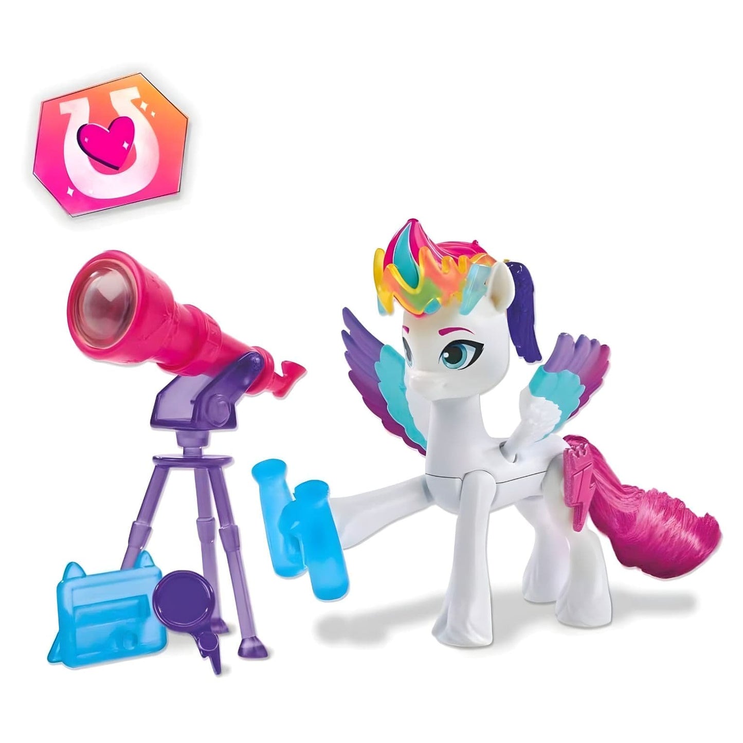 My Little Pony Zipp Storm Cutie Mark Magic com detalhes de personagem e acessórios