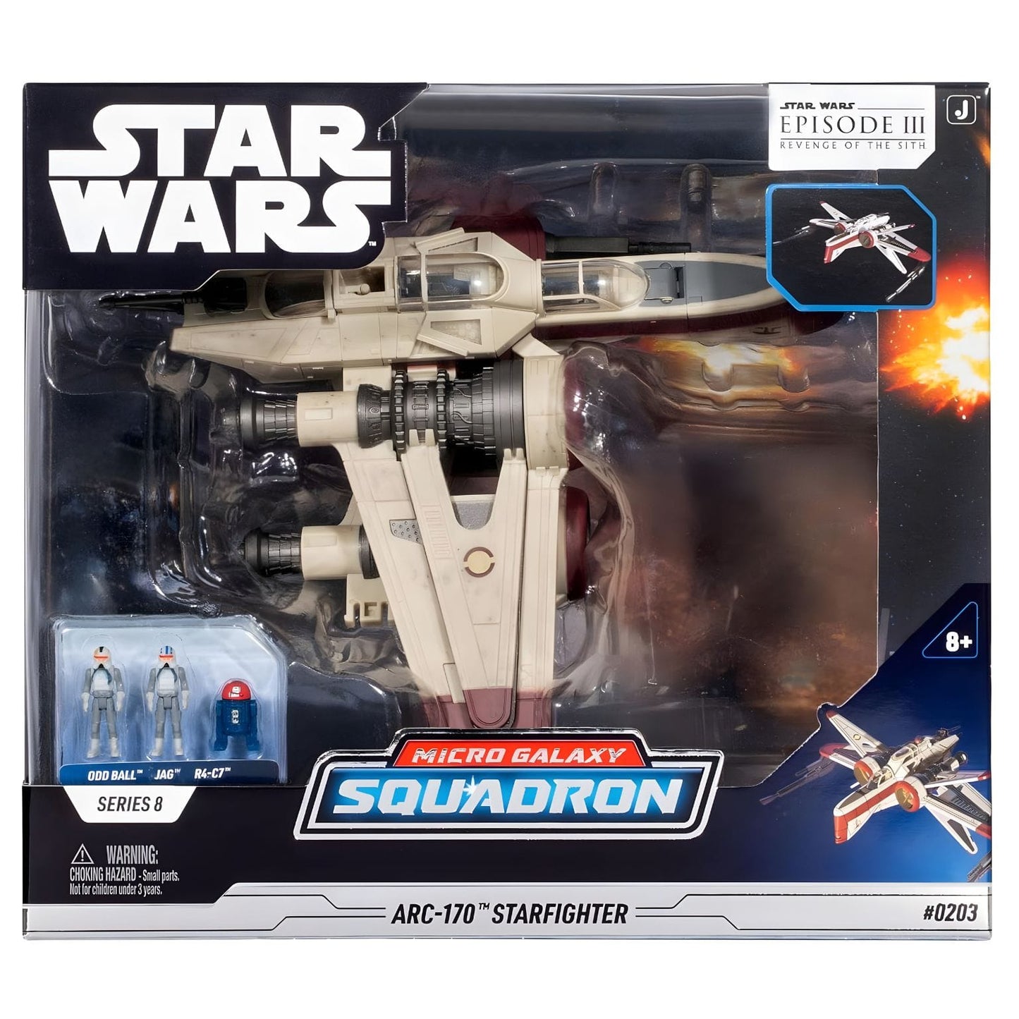 Nave Star Wars Micro Galaxy ARC-170 Starfighter em embalagem para coleção