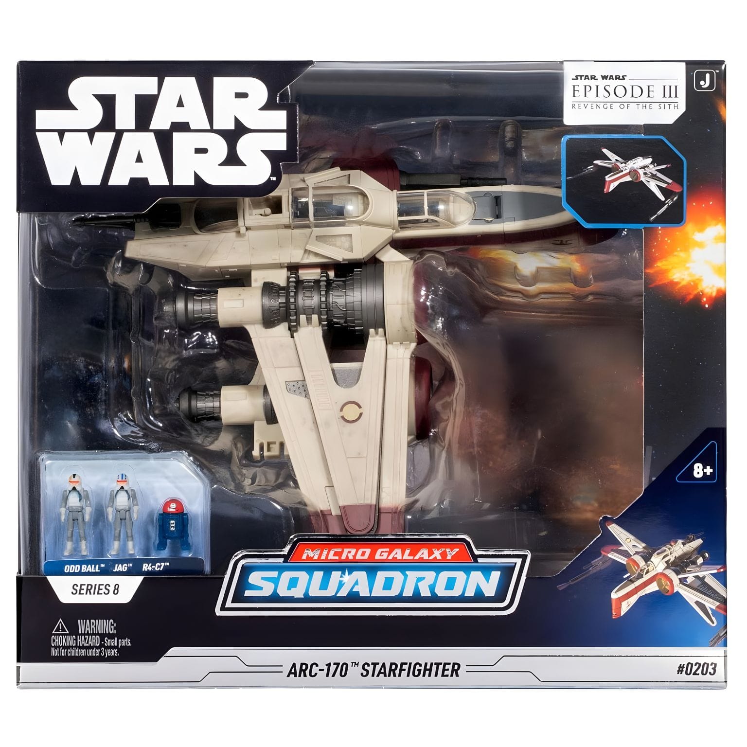 Nave Star Wars Micro Galaxy ARC-170 Starfighter em embalagem para coleção