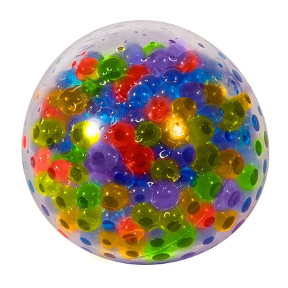 Nee Doh Squezzy Peezy de Schylling, bola sensorial transparente con cuentas coloridas para apretar