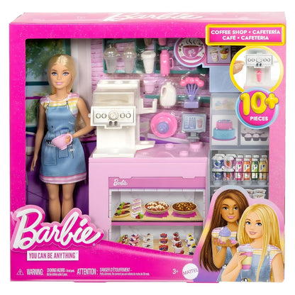 La cafetería de Barbie, set de cafetería con mostrador, máquina de bebidas y dulces