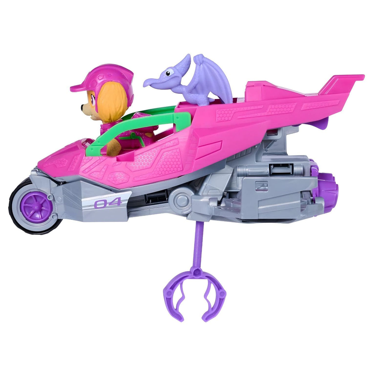 Skye e amigo pterodáctilo no veículo Dino Patrulha Pata