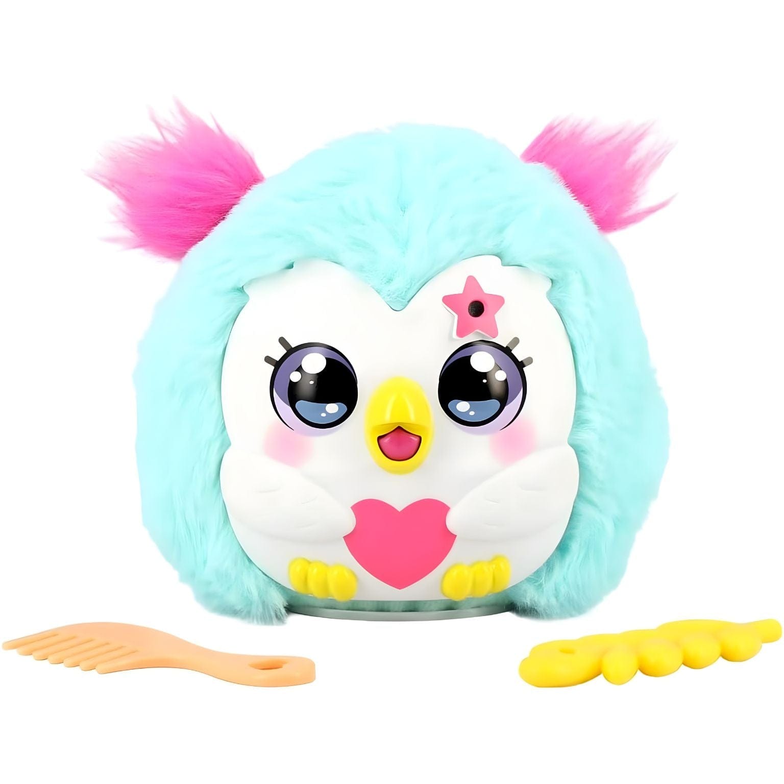 Peluche Funtasy Family Kiss Meez - Coruja verde com coração e acessórios