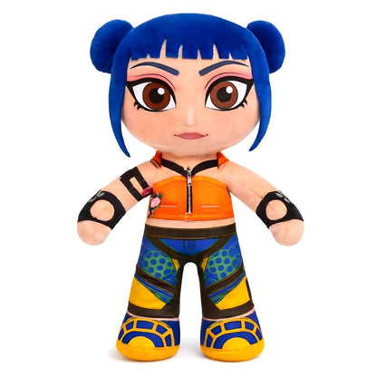 Peluche Guerreras del K-Pop Zoey con cabello azul y aspecto colorido