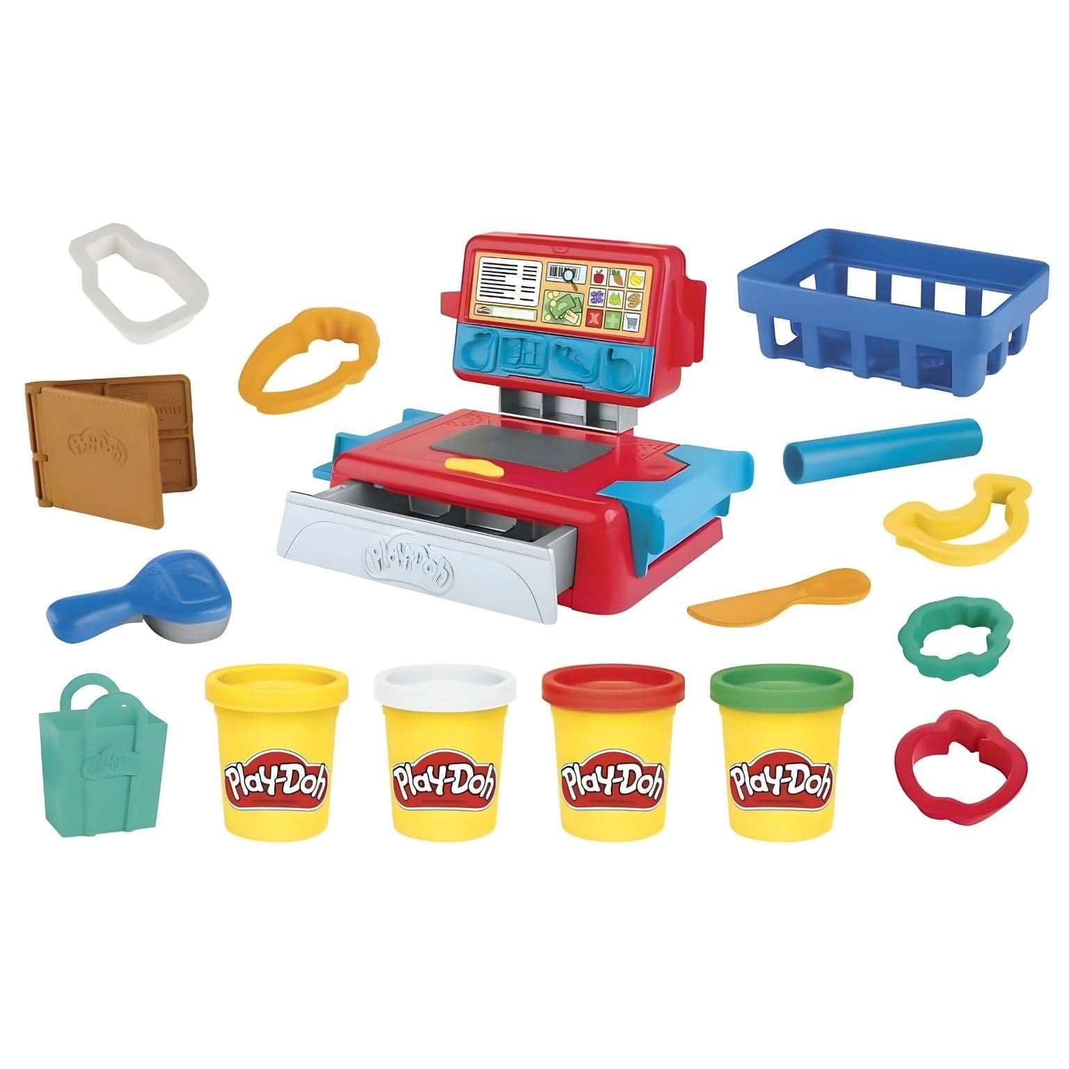 Play-Doh Caixa Registradora com acessórios de supermercado e massa de modelar colorida