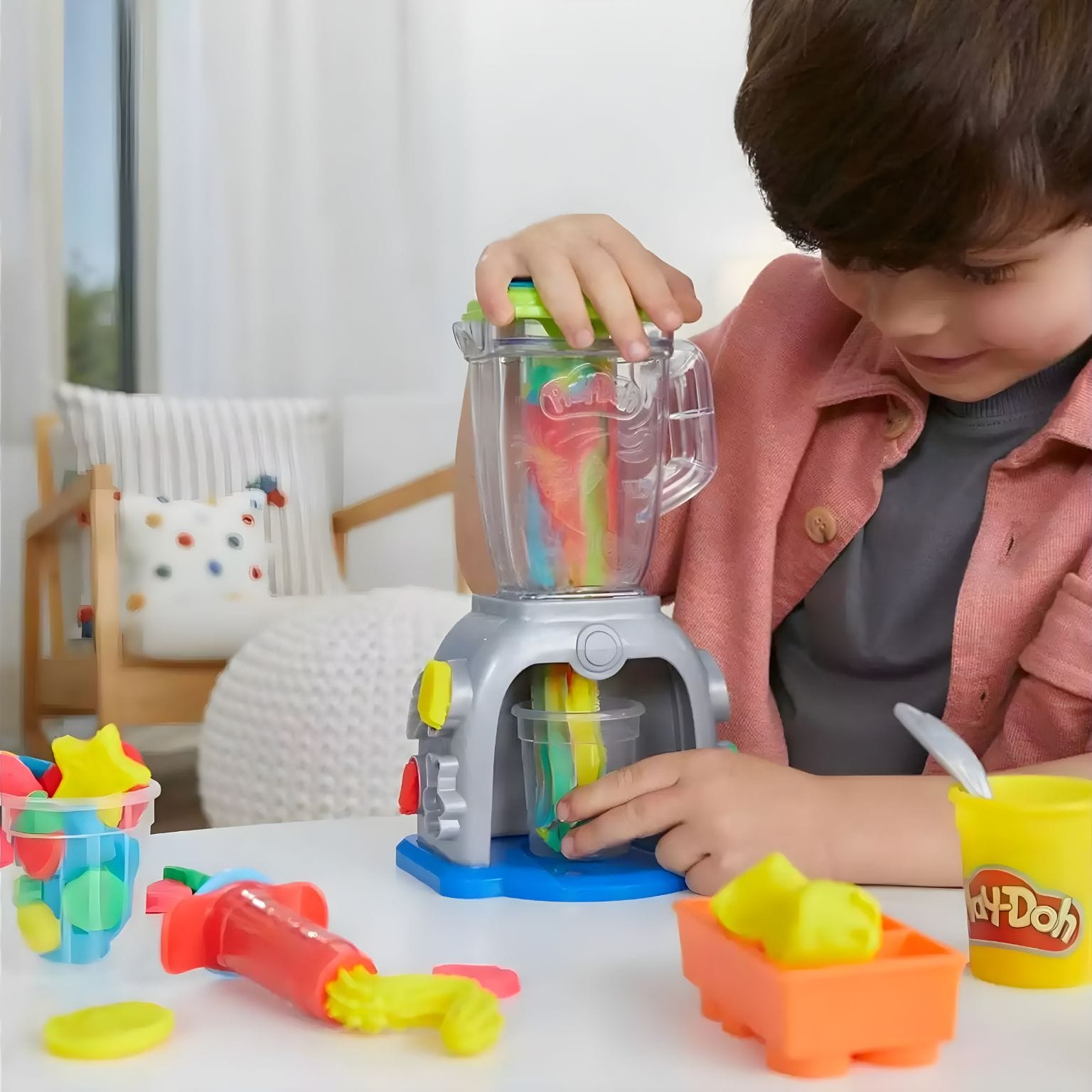 Detalhe do Play-Doh Smoothies Coloridos para criar smoothies imaginários