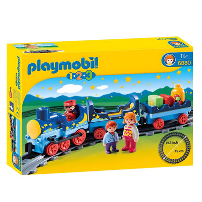 Playmobil 1.2.3 tren con vía férrea con vagones y figuras infantiles