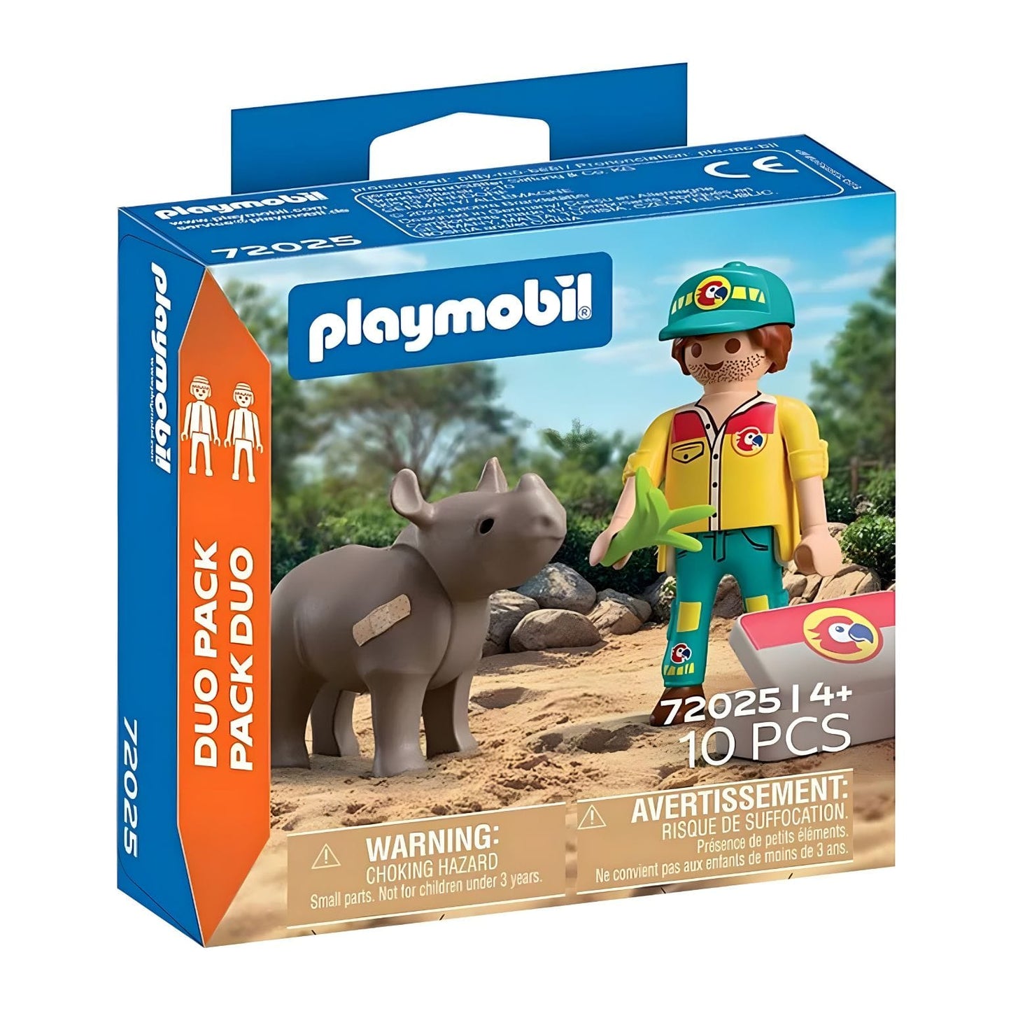 Playmobil 72025 DuoPack Guarda com rinoceronte em cena de proteção e cuidado