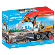 Playmobil Action Escavadora grande amarela com operador e pedras de obra
