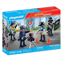 Playmobil Set figuras de polícia com agentes, acessórios de controlo de trânsito e cenário de rua