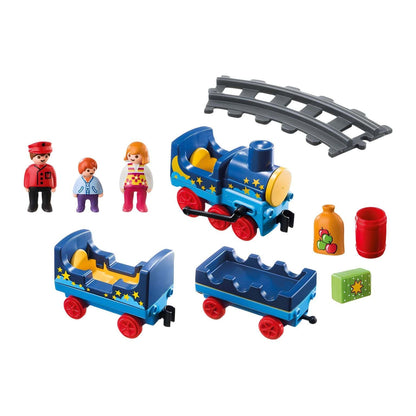 Playmobil 1.2.3 tren con vía férrea con vagones y figuras infantiles