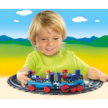 Playmobil 1.2.3 comboio com linha férrea com carruagens e figuras infantis