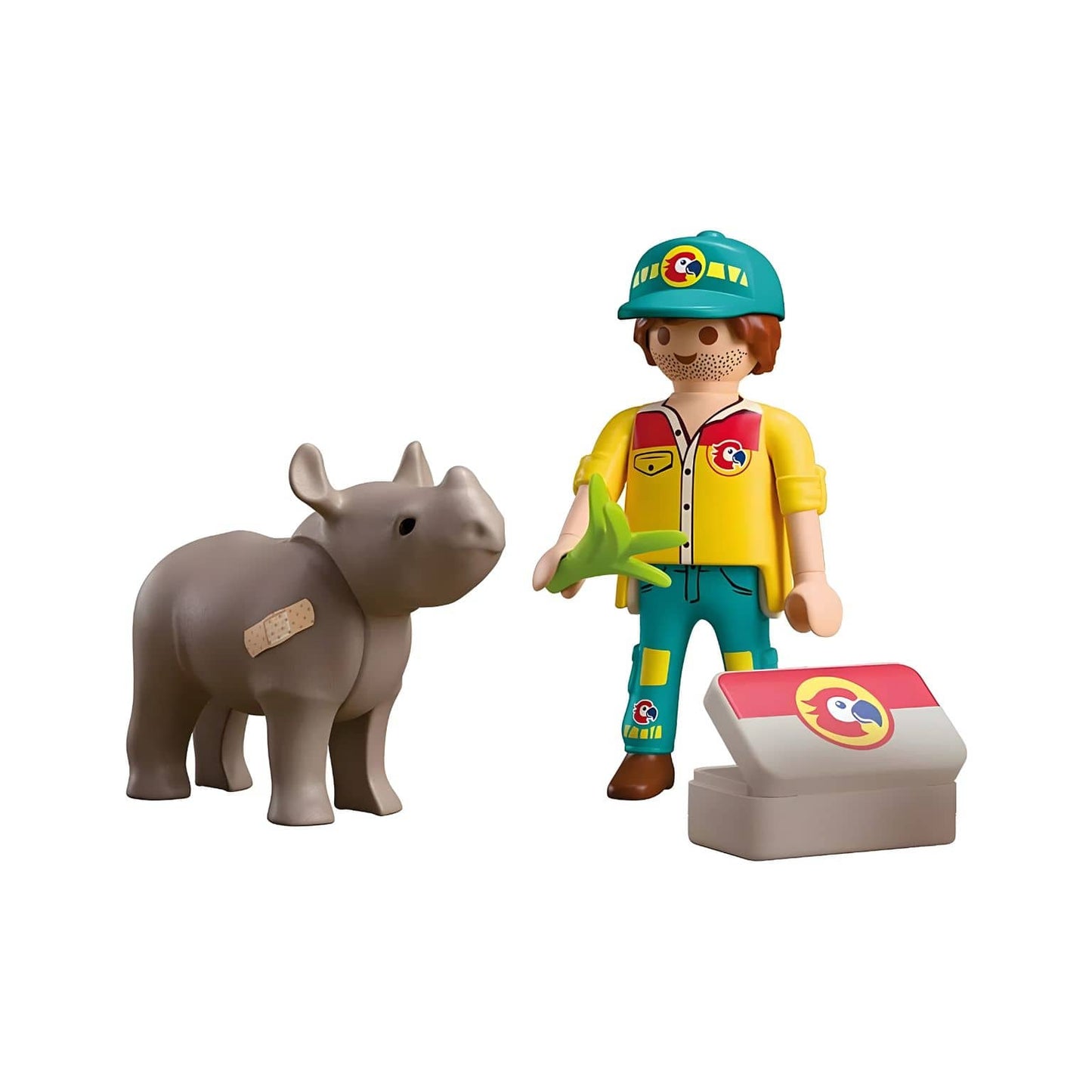 Playmobil 72025 DuoPack Guarda com rinoceronte em cena de proteção e cuidado